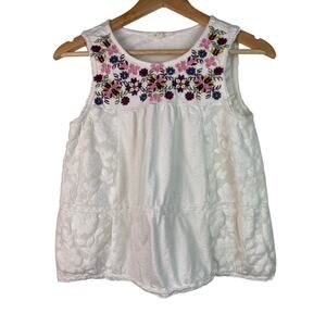 Lucky Brand Women's S White Crochet Lace Embroidered Tank Top